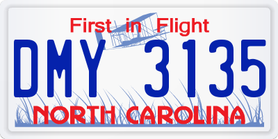 NC license plate DMY3135