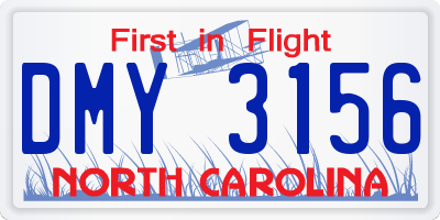 NC license plate DMY3156
