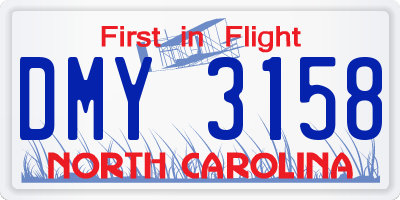 NC license plate DMY3158