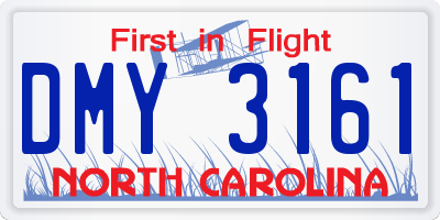 NC license plate DMY3161