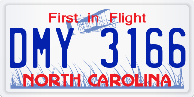 NC license plate DMY3166