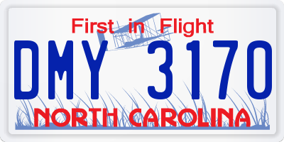 NC license plate DMY3170