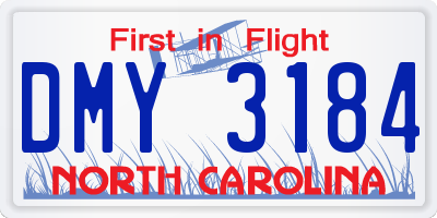 NC license plate DMY3184