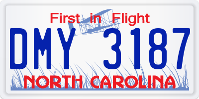 NC license plate DMY3187