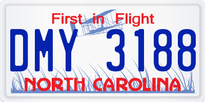 NC license plate DMY3188