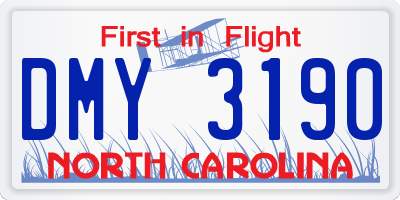 NC license plate DMY3190