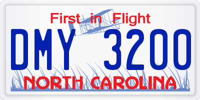 NC license plate DMY3200