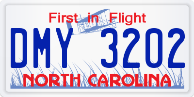 NC license plate DMY3202