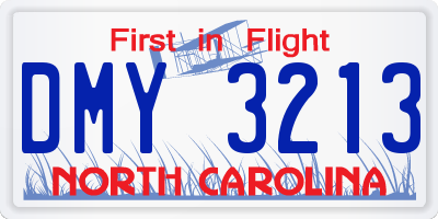 NC license plate DMY3213