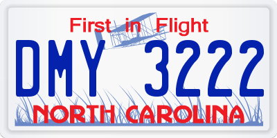 NC license plate DMY3222