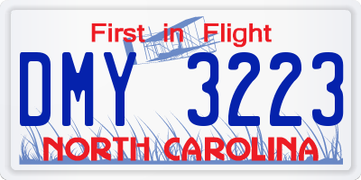 NC license plate DMY3223