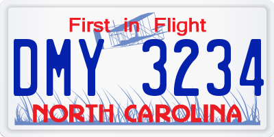 NC license plate DMY3234