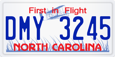 NC license plate DMY3245
