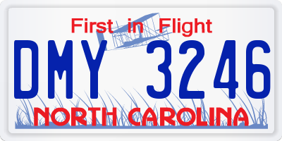 NC license plate DMY3246