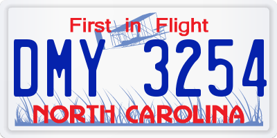 NC license plate DMY3254