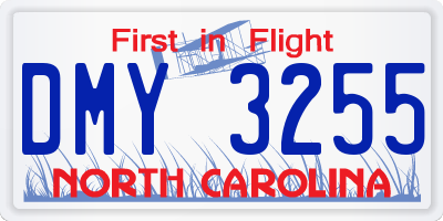 NC license plate DMY3255