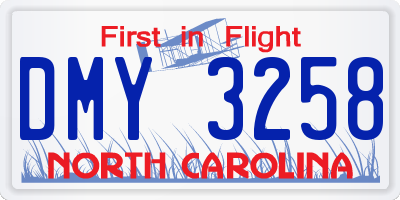 NC license plate DMY3258