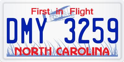 NC license plate DMY3259