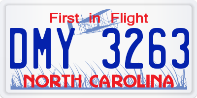NC license plate DMY3263