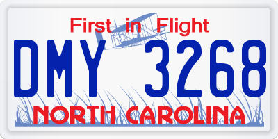 NC license plate DMY3268