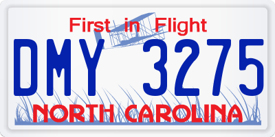 NC license plate DMY3275