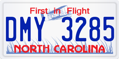 NC license plate DMY3285