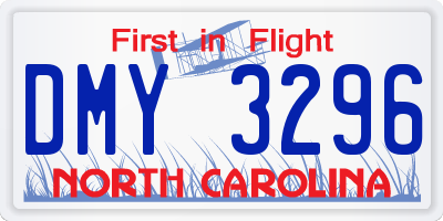 NC license plate DMY3296