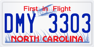 NC license plate DMY3303