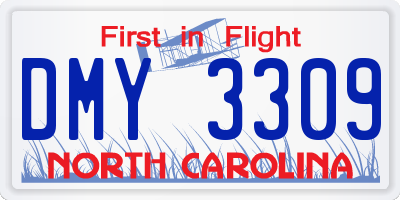 NC license plate DMY3309