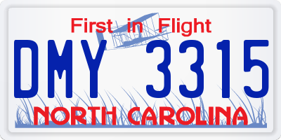 NC license plate DMY3315