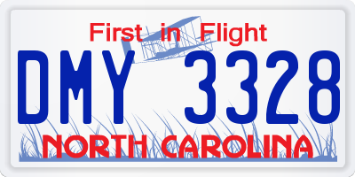 NC license plate DMY3328
