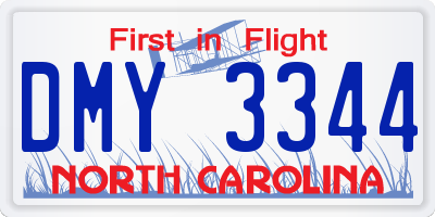 NC license plate DMY3344