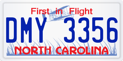 NC license plate DMY3356