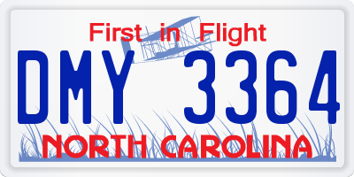 NC license plate DMY3364