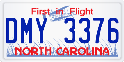 NC license plate DMY3376