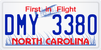 NC license plate DMY3380