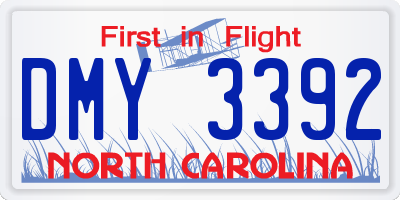 NC license plate DMY3392