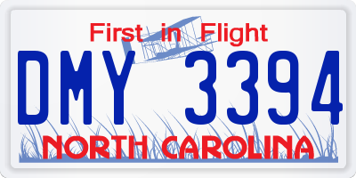 NC license plate DMY3394