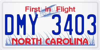 NC license plate DMY3403