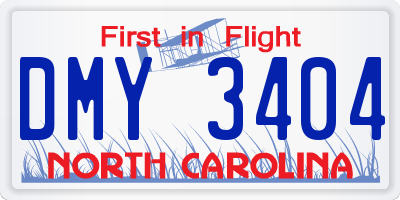 NC license plate DMY3404