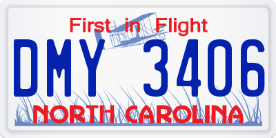 NC license plate DMY3406
