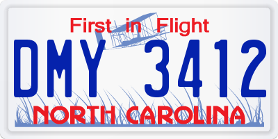 NC license plate DMY3412