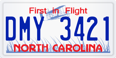 NC license plate DMY3421