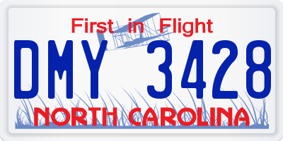 NC license plate DMY3428