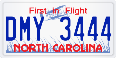NC license plate DMY3444