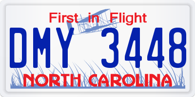 NC license plate DMY3448