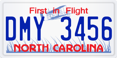 NC license plate DMY3456