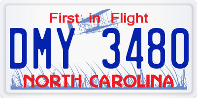 NC license plate DMY3480