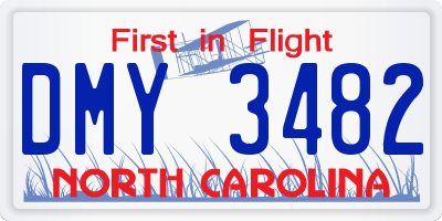NC license plate DMY3482