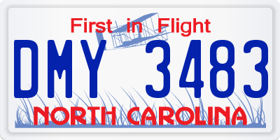 NC license plate DMY3483